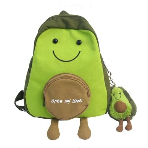 Fruit Avocado Green Backpack Canvas Fashion Smile Print Rucksack Women Large School Bagpack Teenage Girl Travel Mochilas Mujer