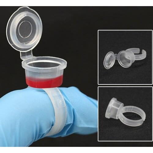 100/200/500Pcs Disposable Tattoo Covered Ring Ink Cups Caps Supply Professional Permanent Tattoo Accessory for Tattoo Machine
