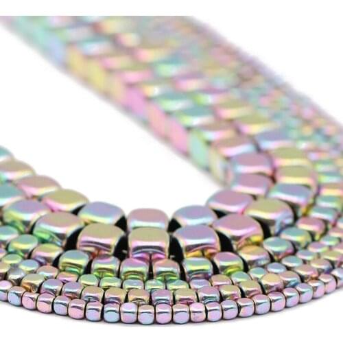 Square Cube Light Purple Hematite Natural Stone Charm Spacers Loose Beads For Jewelry Making DIY Bracelet Accessories 2/3/4/6MM