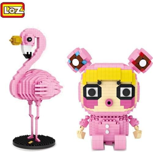 LOZ Plastic Mini Blocks Cute Girl and Bird Model Flamingo Pink Building Bricks Juguetes for Children Toys Kids Xmas Gifts 9206