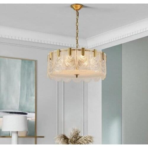 All-copper Italian Chandelier French Style Light Luxury Palace Retro Lamps Postmodern Bedroom Villa Crystal Living Room LED Lamp