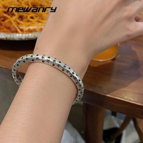 Mewanry 925 Sterling Silver Bracelet for Women New Trend Punk Vintage Creative Sweet Five-Pointed Star Jewelry Birthday Gifts