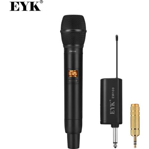 EYK EW100 UHF Wireless Microphone Single Channel Recording Dynamic Karaoke Handheld Mic Lithium Battery 50m Receiving Distance