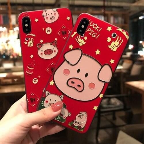 Cute Pig Fish Emboss Phone Case For Samsung S10e S8 9 10 20 21 Ultra Plus Note8 9 10 20 Ultra Soft Back Covers Cozy Matte Fundas