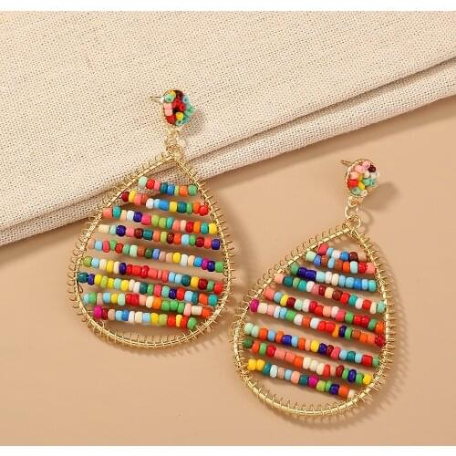 Fashion Exaggerated Color Bead Drop Pendant Earring for Women Girl Teen 2021 Trendy Jewelry Accessories Kolczyki Wholesale