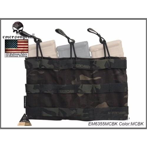 EmersonGear Modular Triple Open Top Magazine Pouch Combat Molle MAG Pouch Multicam Black EM6355