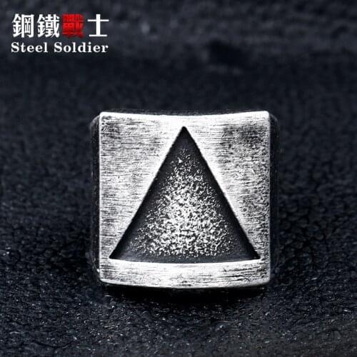 Steel soldier Mens Cool Fashion Black Ring with Egypt pattern Stainless Steel Jewelry Gothic Boys Jewelry