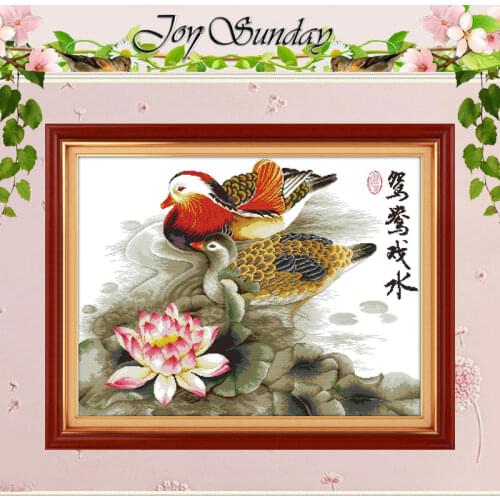 Mandarin Ducks Playing in the Water Counted Cross Stitch 11 14CT Cross Stitch Set animal Cross-stitch Kits Embroidery Needlework