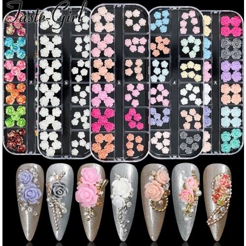Mixed Style 3D fake nails accesorios nail art tips decoration flowers charms manicure supplies for professionals