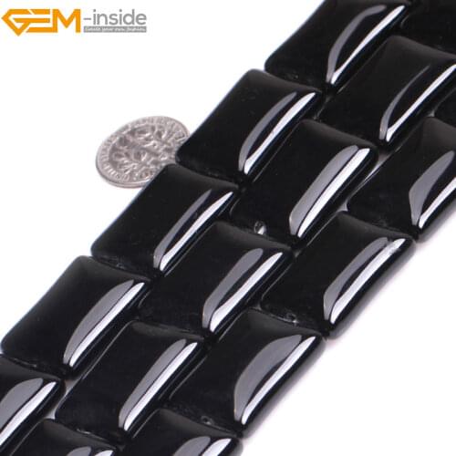 Natural Rectangle Black Agates Stone Beads For Jewelry Making Selectable Size 15 inch Gem stone bead for bracelet Necklace DIY