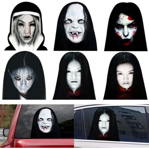 Night Reflective Car Horrifying Stickers Halloween Horror Ghost Face Decals for Car Rear Window Sticker Decoration Car Styling