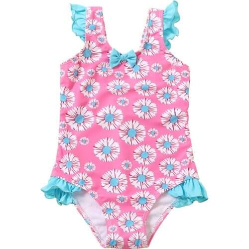 2021 new childrens swimsuit girls conjoined swimsuit print bow XYY-147