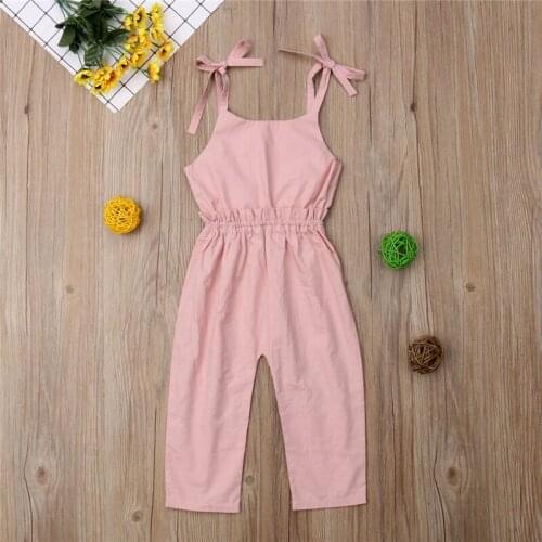 Toddler Baby Girl Solid Clothes Sleeveless Jumpsuit Romper Bodysuit Outfits 6M-5Y Overalls