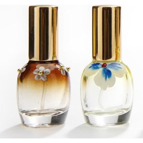 Wholesale PT1132-10ML New Spray Carved Painted Perfume Bottle Small White Flower Perfume Bar Glass Bottle 100PCS/LOT