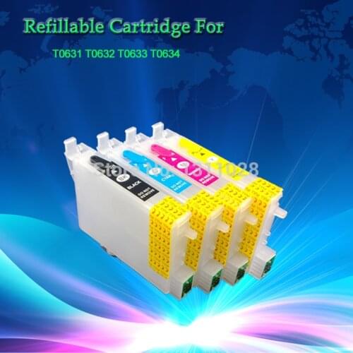 INK WAY T0631-T0634 Refillable ink cartridge for Stylus C67,C87,CX3700,CX4100,CX4700 with ARC,1 Set, 4 PCS