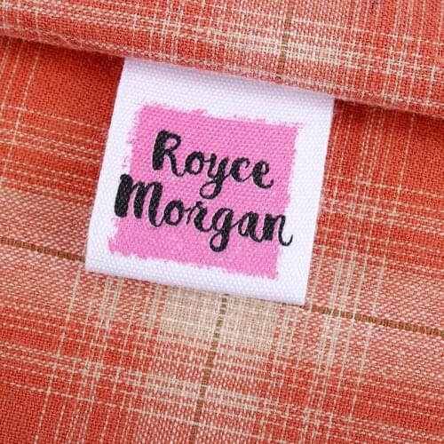 ​Custom Sewing labels, brand labels, Pink background, Cotton Ribbon label, Handmade tags (MD0027)