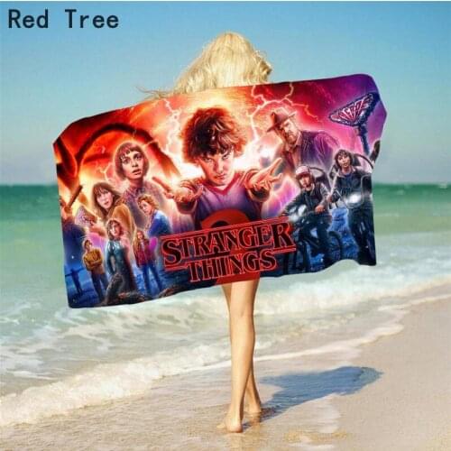 Stranger Things Anime Pattern Printed Rectangular Beach Bath Towel Microfiber Summer Swimming Picnic Mat Tapestry Travel Blanket