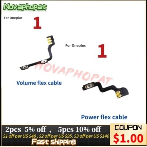 Novaphopat Volume Button Power Switch On Off Key Flex Cable For OnePlus 1 2 Volume Up Down Ribbon
