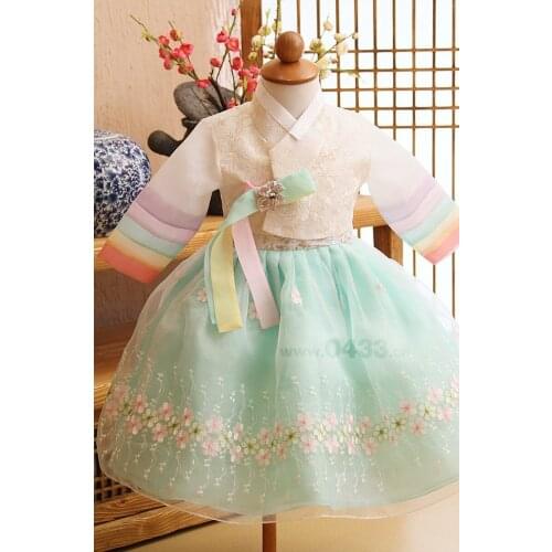 Cute Newly Flower Girl Dresses Wedding Party Dress Korea Traditional Hanbok Dress for Children Tutu Dress Hallowen Unisex Gift