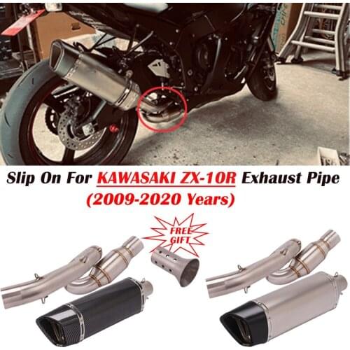 Slip On For Kawasaki ZX-10R ZX10R 2009 - 2016 2017 2018 2019 2020 2021 Motorcycle Exhaust Muffler Escape Modify Mid Link Pipe DB