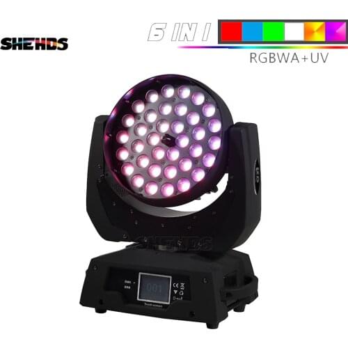 Top Quality Touch Screen 36x18W RGBWA UV 6in1 LED Zoom Moving Head Wash Light Projector Perfect For DJ Disco Party And Nightclub