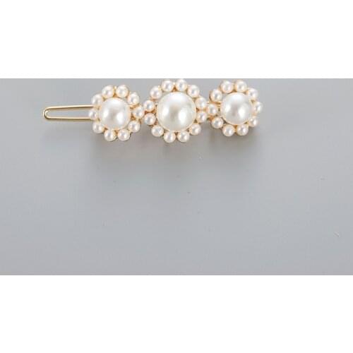 Korean New Hairpin Simple Harajuku Style Retro Frog Clip Imitation Pearl Flower Ladies Factory Wholesale Hair Accessories