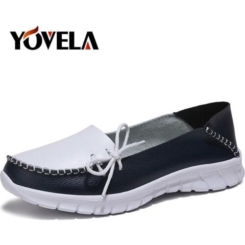 2019 New Handmade Genuine Leather Flats Loafers Shoes Women High Quality Moccasins Casual Shoes Slip on Ballerines Flats Size 42