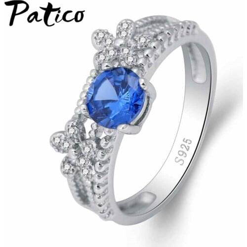 Authentic 925 Sterling Silver Blue 5a Grade Cubic Zircon Women Promise Ring Fine Jewelry Dropshipping Wholesale Price