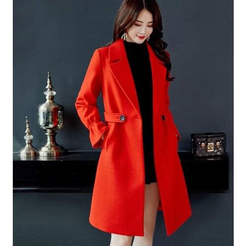 Hepburn Style Autumn and Winter New Korean Casual Trend Solid Color Woolen Coat Plus Size Ladies Woolen Coat