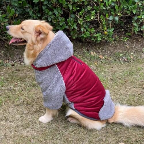 Winter Dog Cotton Clothes Velvet Pet Clothes Hooded Dog Cotton Fleece Coat Jacket Small Big Dog Winter Double Sided Clothes