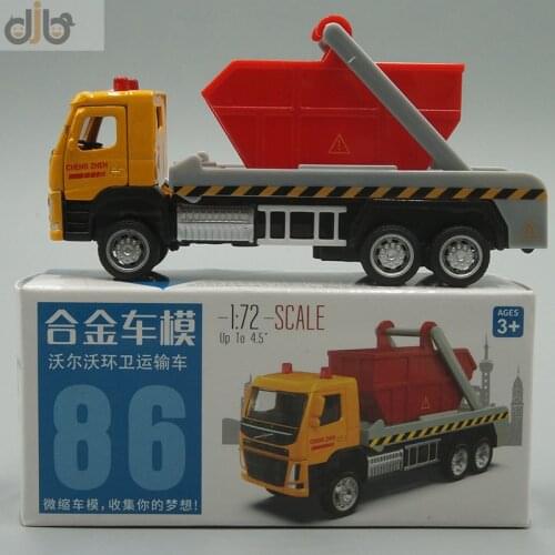 1:72 Diecast Model Toy Garbage Transport Truck Pull Back Car