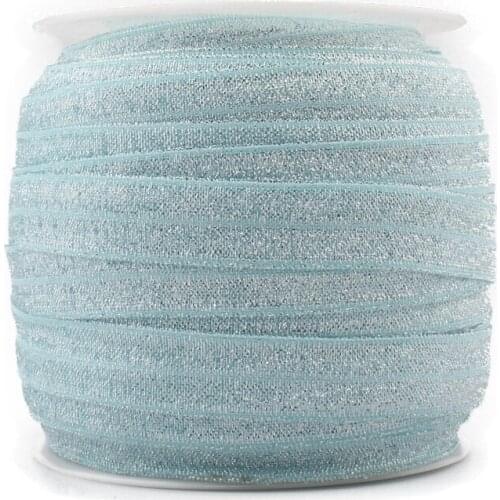 1PC=50Y 5/8"=15MM OEM Highly-flexible Elastic Glitter Velvet Ribbon Ornaments Solid Metallic Nylon Band for Hair Accessories