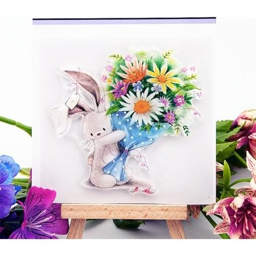 10*9.5CM Hot sale Bunny bouquet Clear Stamps / Silicone Seals Roller Stamp for DIY scrapbooking photo album/Card Making