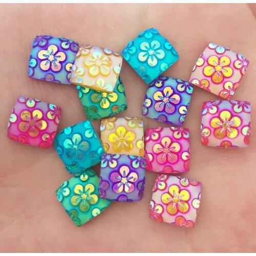 120pcs 10mm Resin Square Shape Flatback Rhinestone Wedding Decoration DIY Craft K23*3