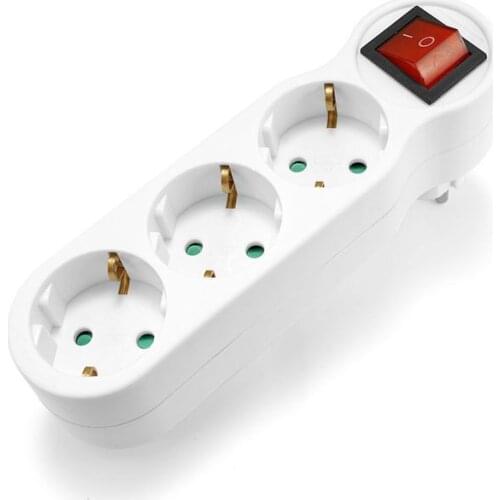 16A 250V EU Socket Electric Power Strip European Standard 1 to 3 Way Extened Socket 4.8mm German Power Extension Plug Converter