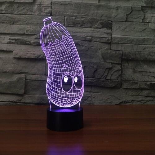 3D Acrylic Entertainment Novelty Eggplant Eye Shape LED Lamp USB Table Light 3D Night Light Baby Sleeping lighting As Toy Gift
