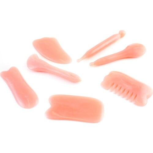 7 Pcs Scraping Massage Tool Kits Spa Skin Facial Natural Resin Scraper Board Healing Stone Set Massage Tools & Accessories TK