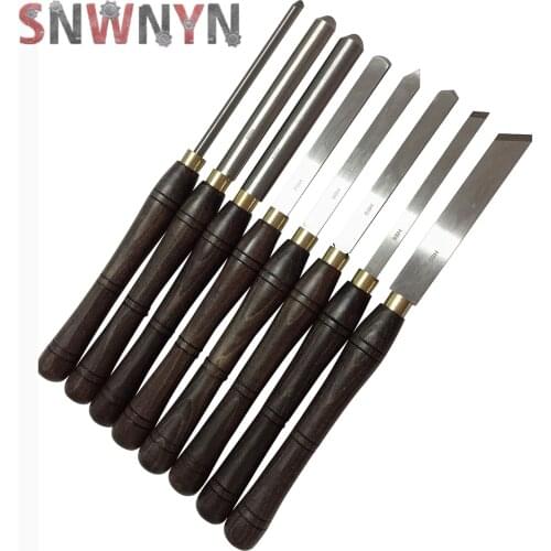 8 Types 420mm HSS High Speed Steel Lathe Chisel Wood Turning Tool with Wood Handle Woodworking Tool