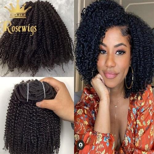Afro Kinky Curly Clip In Hair Extensions Human Remy Brazilian Bundle Hair Natural Black Color For Women 10-30inch 100g