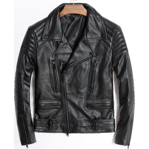 Free shipping.Plus size Brand classic cowhide leather Jackets,fashion mens genuine Leather jacket.slim motor biker coat