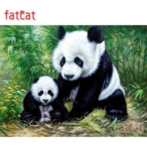 FATCAT Cute panda animals 5d diy diamond painting kits full square round drill diamond embroidery sale wall decoration AE3012