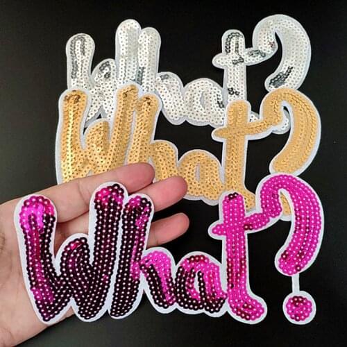 Name Logo Patch What? Iron on Patches Bulk for Clothing Sequin Accessories Diy Stickers for Clothes Large Badge Free Shipping
