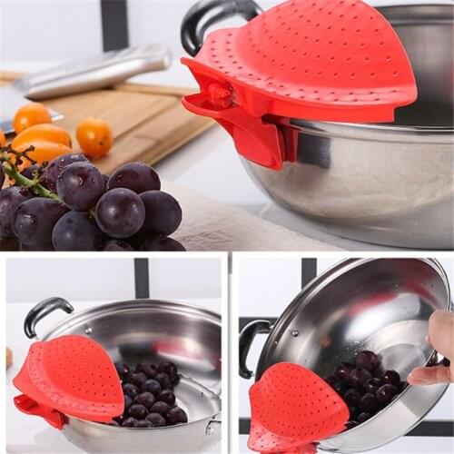 Hot Sale Pot Strainer Clip On Silicone Colander Drain Tool Fits All Pots And Bowls Kitchen Cleaning Tool Vegetable Cookware