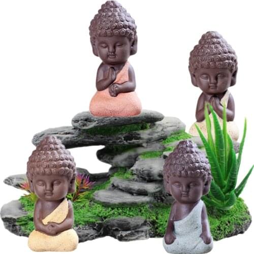 Ceramic Buddha Statue Aquarium Ceramic Decoration Fish Tank Landscaping Shelter Monk Figurine Ornaments Aquarium Accessories