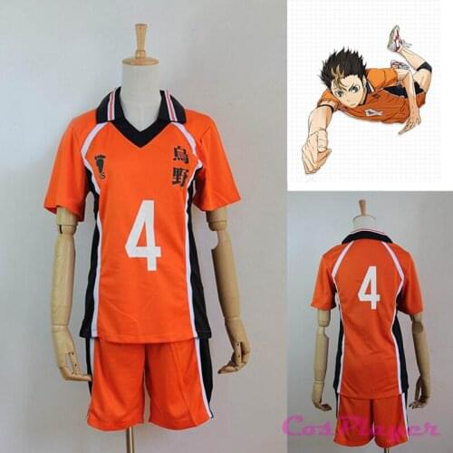 KIGUCOS Hot Anime Uniform Haikyuu Karasuno High T-shirt No.4 Nishinoya Yuu Haikyuu Costume Jerseys