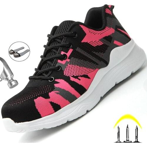 Camouflage Safety Shoes Women Men Work Sneakers Steel Toe Shoes Indestructible Men Work Shoes Puncture-Proof Safety Boots Unisex