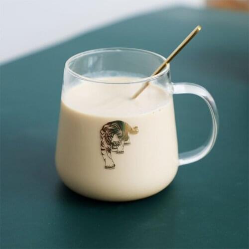 350ml Zodiac Milk Mug Pyrex Single Layer Glass Cup Cute Animal Coffee Cup Juice Mugs with Handle