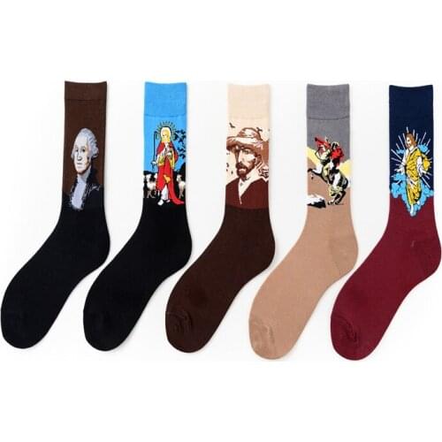 European and American Fashion Retro Art Celebrity Oil Painting, men and women socks ZQ067
