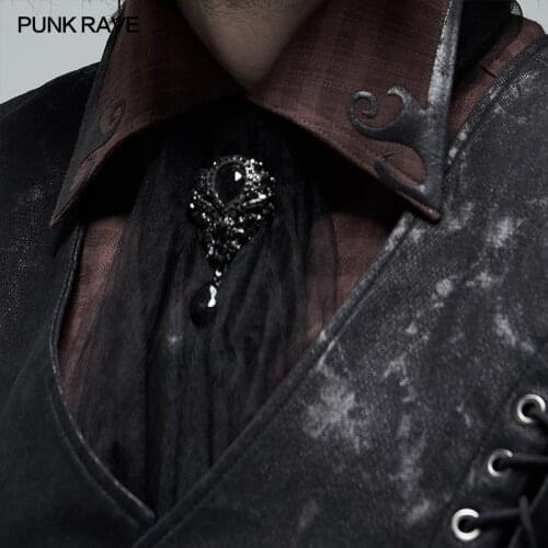 PUNK RAVE Mens Gothic Mesh Soft Fabric Gauze Black White Scarf Simple Style Party Evening Dinner Fashion Scarf Accessories
