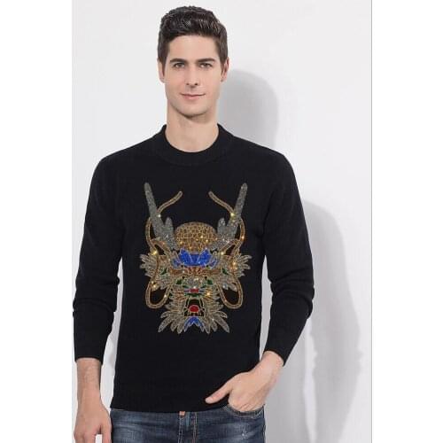 Sweater Men 2021 Cotton Sweater Pullover Casual Jumper For Male Knitted Korean Style Clothes Diamond stone Sweaters